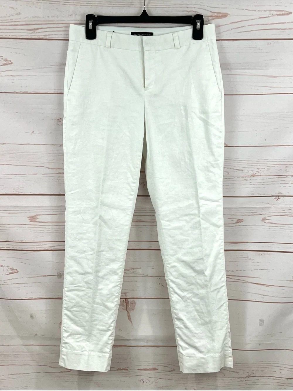 Banana Republic Avery White Linen Blend Trouser Pants